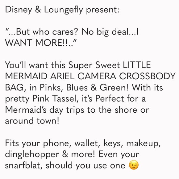 LOUNGEFLY DISNEY THE LITTLE MERMAID Camera CROSSBODY BAG! Ariel Cute Pink Tassel - Picture 7 of 7
